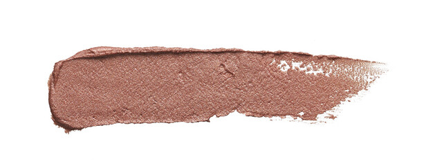 Gently beige strokes and texture of makeup foundation or acrylic paint isolated on white background