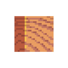 Wooden block pixel art icon. Cube textures set for computer games. Design for logo and app. Element nature brick. Isolated vector illustration.