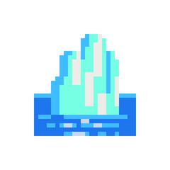 Fototapeta premium Iceberg pixel art icon. Ice berg symbol logo template, isolated vector illustration. Design for your web site, app.