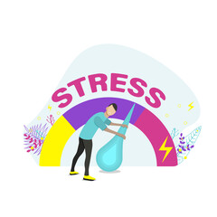 Relieve stress.  Emotional overload and burnout concept. Flat vector illustration.