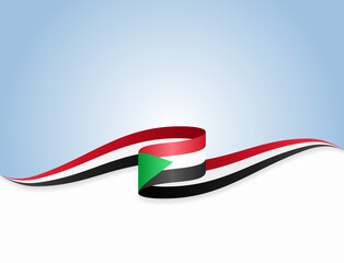 Sudanese flag wavy abstract background. Vector illustration.