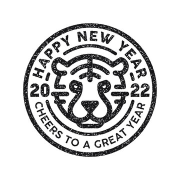イラスト素材 2022年 HAPPY NEW YEAR  寅年 スタンプ アイコン シンボル