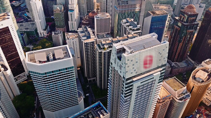 Aerial view of the city of Kuala Lumpur in the capital of Malaysia, high-rise buildings. Photo of skyscrapers in a big city.