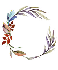 Watercolor floral vintage set consisting of patterns, frames and individual elements. Pastel colors, white background.