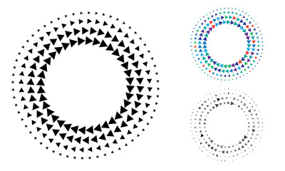 Abstract background with circle. Halftone circle with triangles as icon or logo.