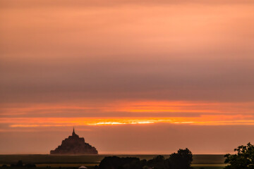 sunset over Mont Saint-Michel, Normandy