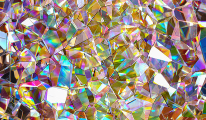 Background of multicolored shiny diamonds. 3D rendering illustration.