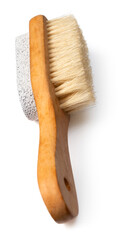 one boar bristles brush with Pumice foot stone, isolated on white background