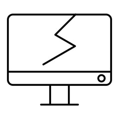 Vector Broken Screen Outline Icon Design