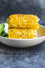 corn grilled corncob tasty food meal snack copy space food background rustic. top view keto or paleo diet veggie vegan or vegetarian food