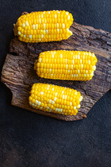 corn grilled corncob tasty food meal snack copy space food background rustic. top view keto or paleo diet veggie vegan or vegetarian food