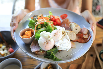 Egg benedict menu for health care eating in breakfast or lunch time in every day living life