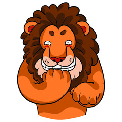 Cartoon lion snickering vector illustration