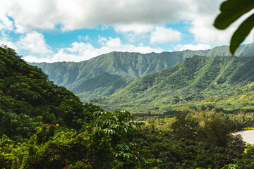 Hawaii  lush green mountain range
