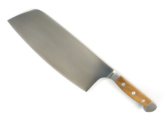 Asian kitchen knife, isolated on white background. Chinese cleaver for professional chefs.