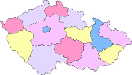 Vector map of Czech Republic to study with outline