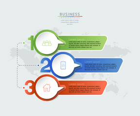 Vector illustration infographics design template, business information, presentation chart, with 3 options or steps. 