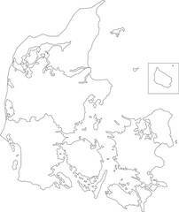 abstract, administrative, atlas, background, black and white, border, cartography, coast, colorless, communities, contour, counties, country, danish, denmark, denmark map, design, detailed, education,