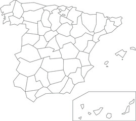 Vector map of Spain to study colorless with outline