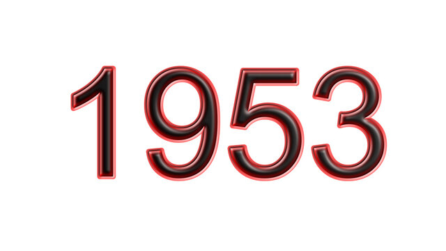 red 1953 number 3d effect white background
