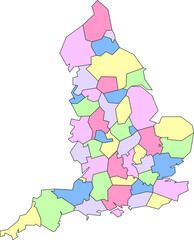 Vector map of England to study with outline