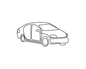 Car, automobile, continuous line drawing. One line art of urban transport, auto.