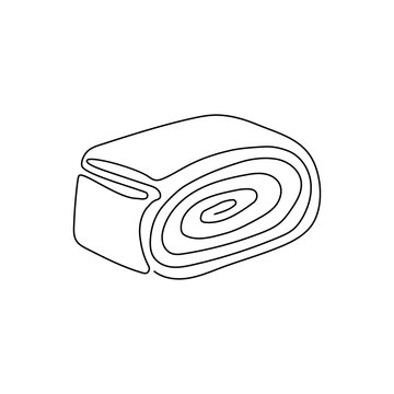 recommend clip art: Poppy seed roll one line art. Continuous line drawing of tart, pie, cake.