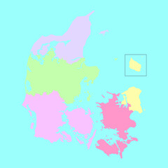 Vector map of Denmark to study the world