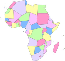 Vector map of Africa to study, colorful with outline