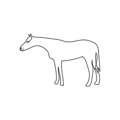 Horse one line art. Continuous line drawing of domestic animal.