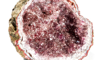 Amethyst gemstone on a white background