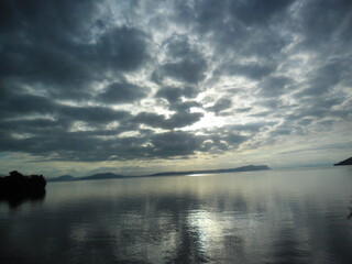 clouds over lake