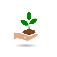 Plant on a hand icon with shadow