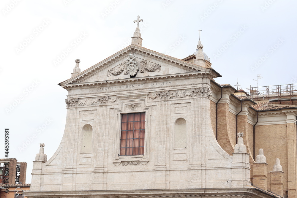 Wall mural rome san girolamo dei croati church white facade detail, italy