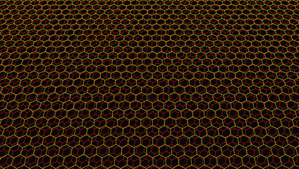 Abstract background of yellow and red hexagons