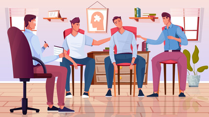 Group People Psychotherapy Session Illustration