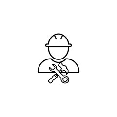 Technician icon with simple silhouette design isolated on white background, Repairman icon