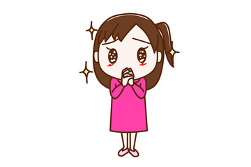 ＜全身・正面＞キラキラのお目目で可愛くお願いを訴える少女