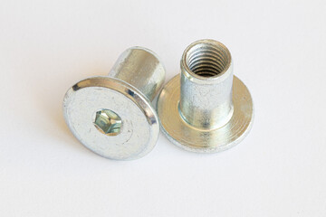 Special hex nut for screws. Stud nut. 
