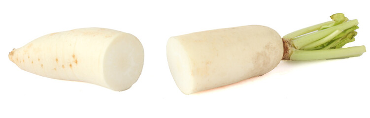 white radish isolated on a white background