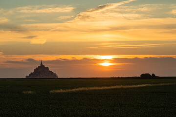 sunset over Mont Saint-Michel, Normandy