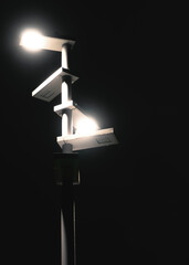 Lighthouse at night on the seashore