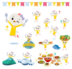 Obraz premium 食のイベントに関するトリの女の子のセット