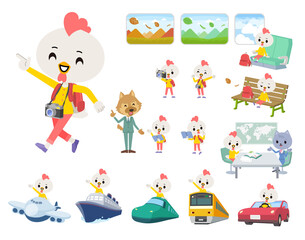 旅行に関するトリの男の子のセット