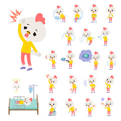 怪我や病気状態のトリの男の子のセット