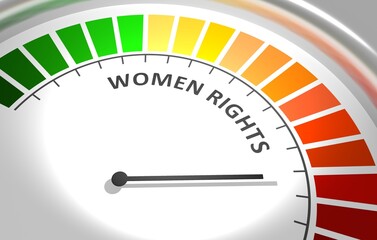 Women rights level meter. Feminist movement concept. 3D illustration