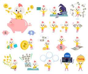 お金や経済に関するトリの男の子のセット