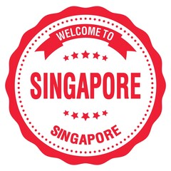 WELCOME TO SINGAPORE - SINGAPORE, words written on red stamp