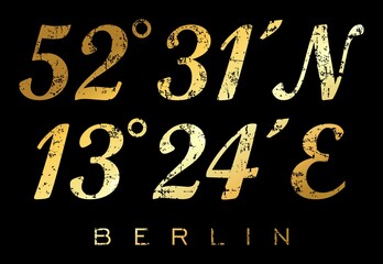 Berlin Koordinaten (Vintage Gold)