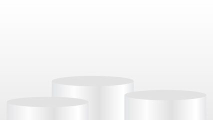 blank round pedestal in studio scene. shiny white circular awarded winner podium for outstanding luxury product advertising display on white gradient lighting background